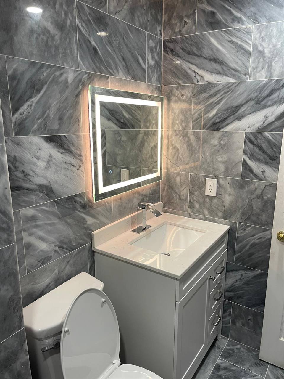 Bathroom gray marble LED mirror Hialeah