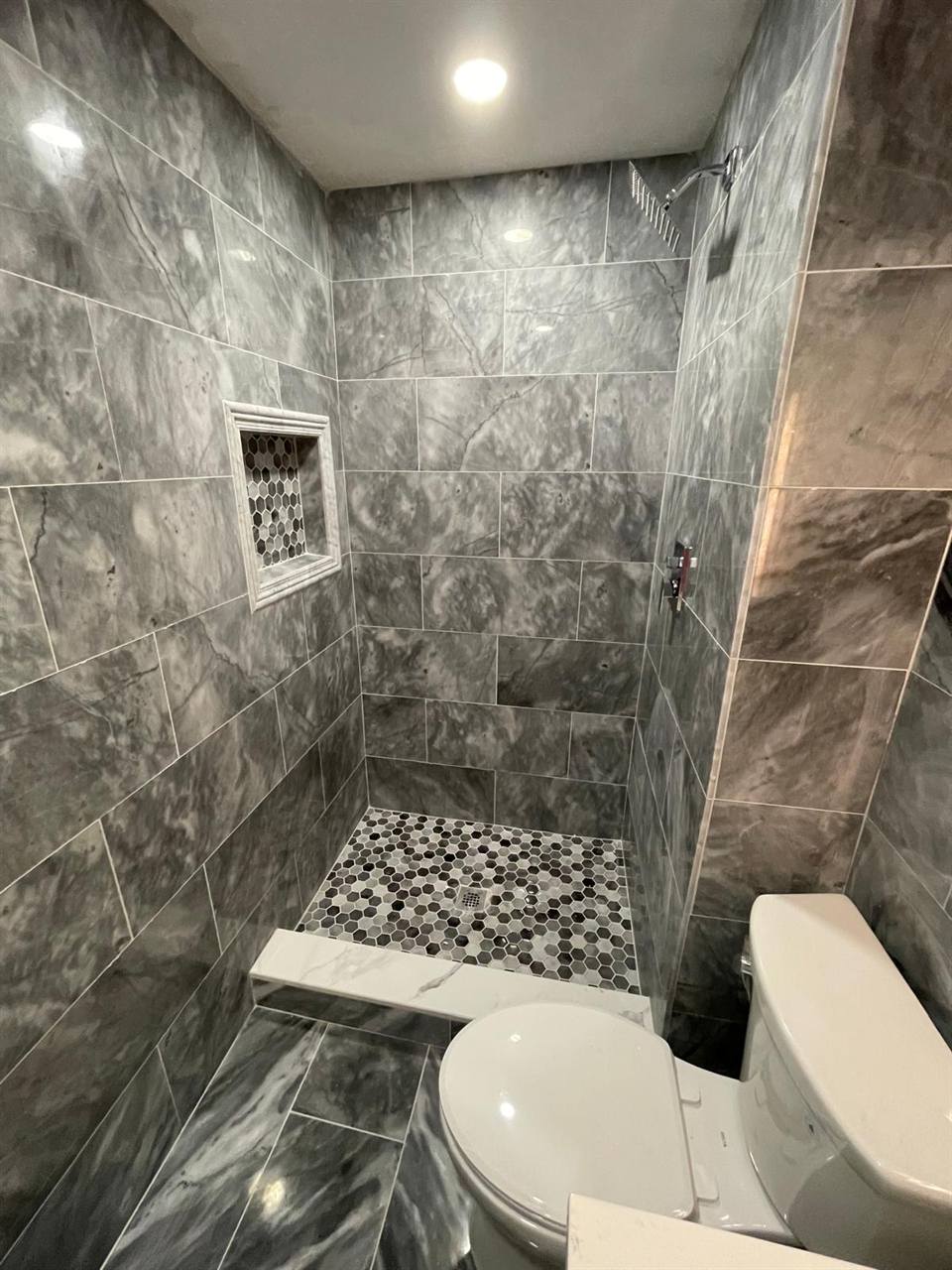 Shower gray marble full remodel