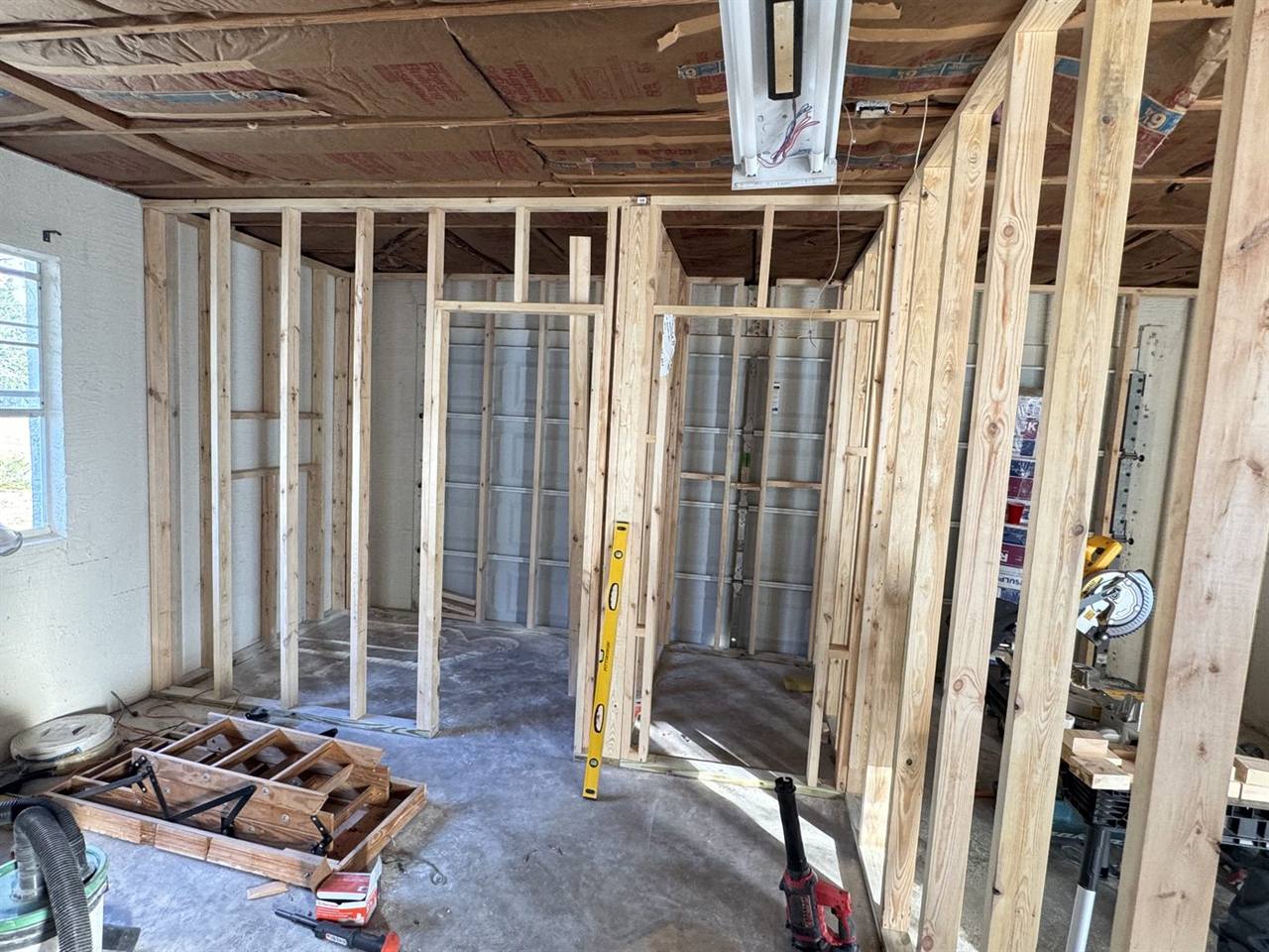Full renovation framing construction in progress